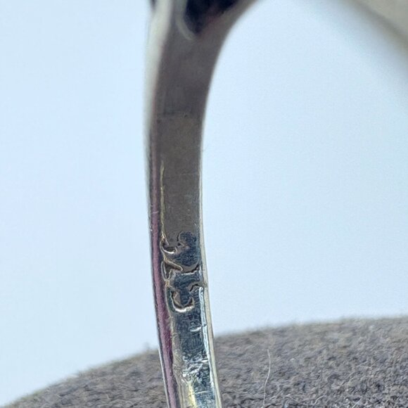 VTG Sterling Silver 925 Black & White Enamel Yin Yang Design Ring Size 7.75 - Picture 4 of 7